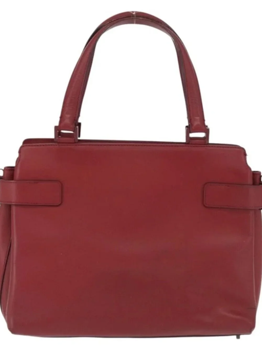 Salvatore Ferragamo Gancini Wanda Hand Bag Leather Red Silver Auth am10521